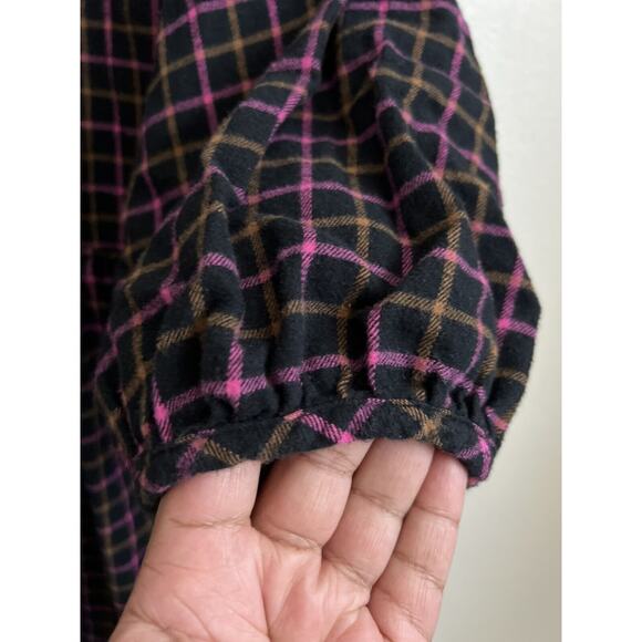 Madewell Plaid Flannel Raglan Button-Front dress Size 6 - Picture 6 of 7